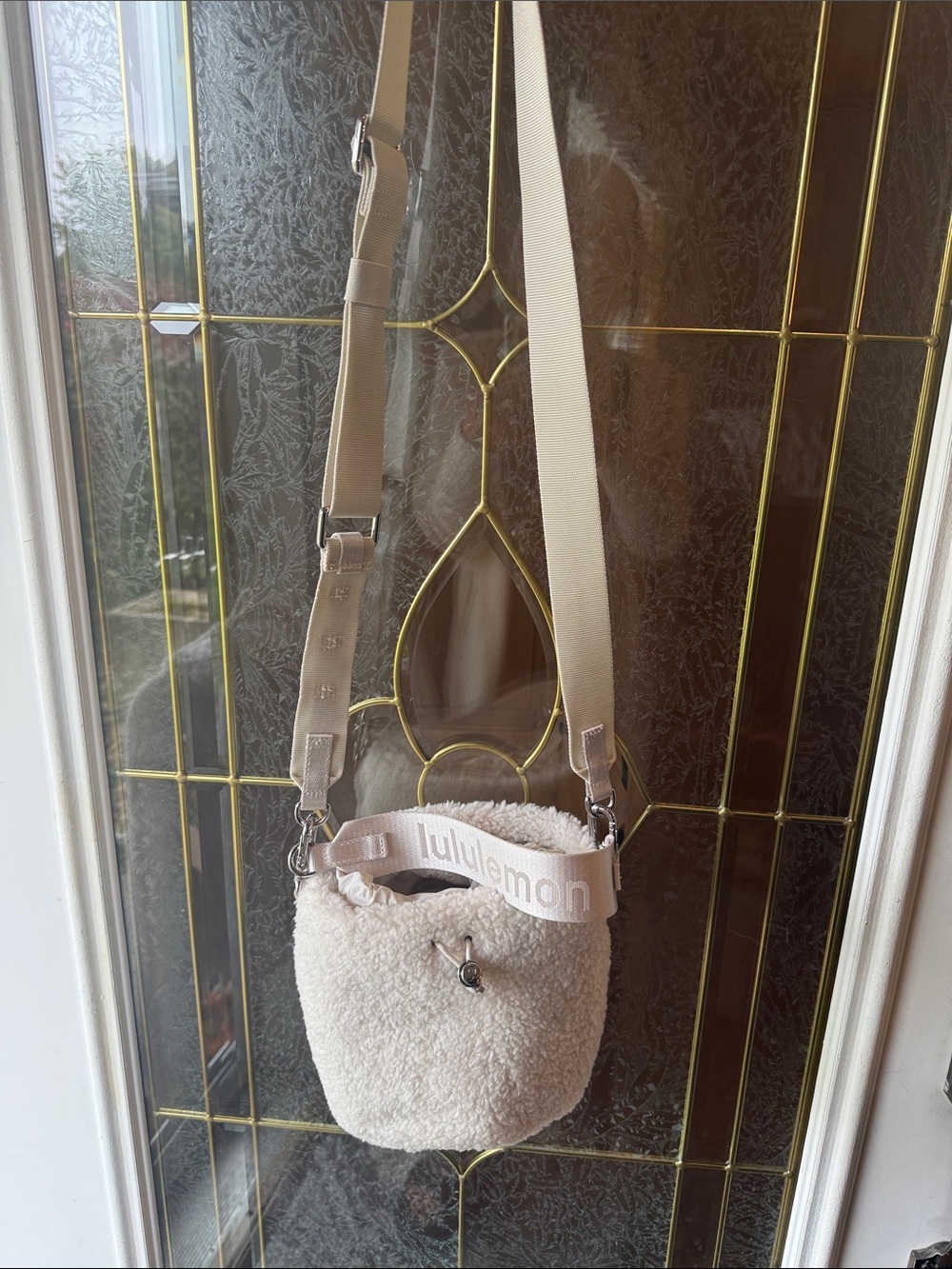 lululemon Cream Sherpa Crossbody Bag with Adjustable Strap